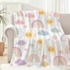 Rainbow Sunshine Cute Throw Lightweight 240G Flannel Blanket Soft Skin-Friendly For Summer Cooling