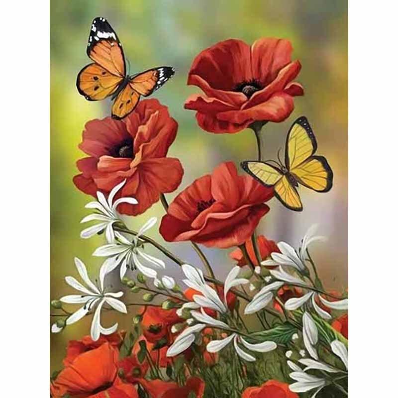 5D DIY Ζωγραφική με Διαμάντια Φρέσκα Λουλούδια Βοοειδή Κέντημα με Διαμάντια Πεταλούδα Σταυροβελονιά Πλήρης Στρογγυλή Τρύπα Διακόσμηση Σπιτιού Δώρο