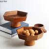 Solid Wood High Footed Dessert Plate Display Stand Cake Stand Bread Plates Dim Sum Dish Sushi Plate Fruit Plates Snack Bowl Tray