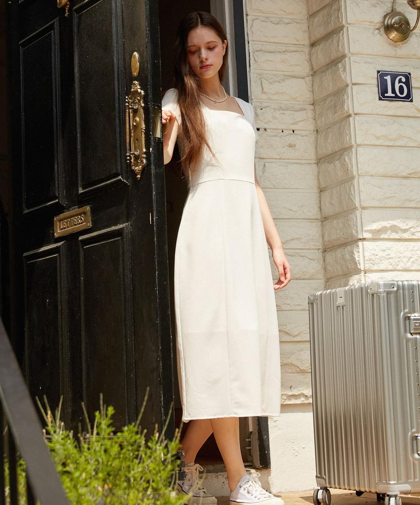 Ramaro Lia Square Neck Long Dress (White)