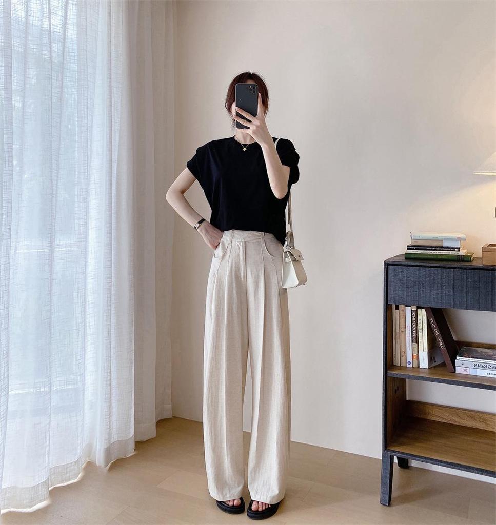 Women's High-End Tencel Linen Wide-Leg Sunscreen Trousers