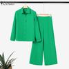 ZANZEA Women Long Sleeve Blouse and Pants Casual Two Piece Suit Sets