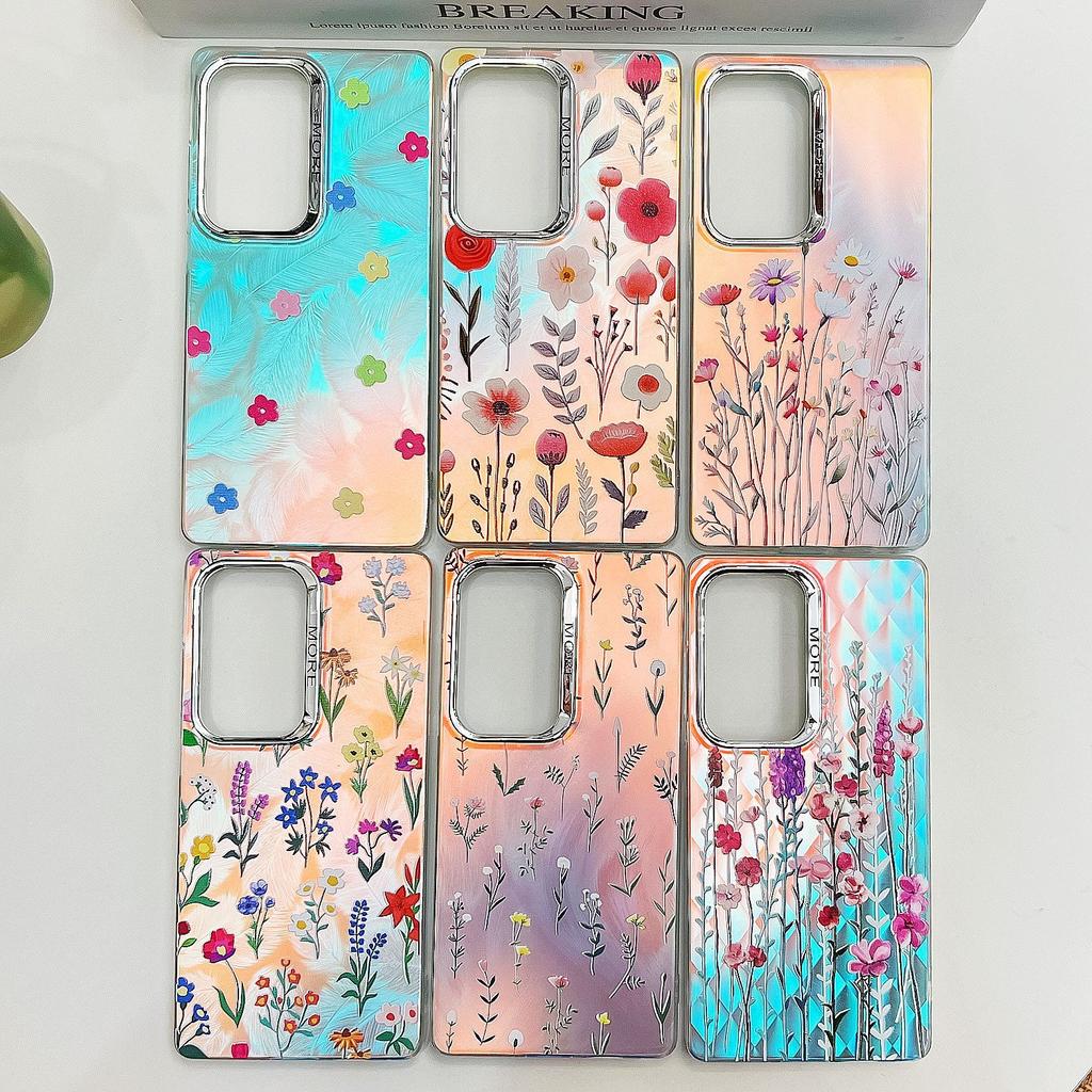 New Electroplated Laser for Apple 16E Mobile Phone Case 15promax Small Floral for Samsung S25Ultra