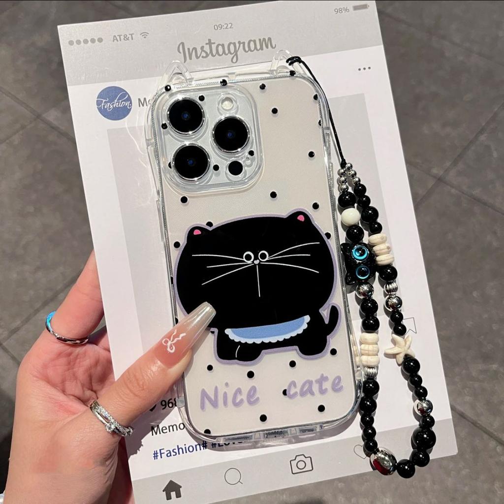 Polka Dot Black Cat New Small Waist Cat Ears Mobile Phone Case for Iphone11promax Apple 11 Protective Case