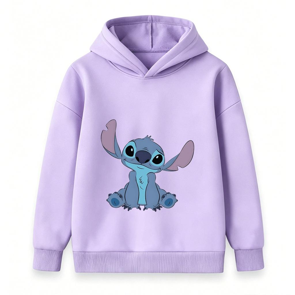 Kids Boys Girls Cute Blue Alien Printed Pullover Hoodie Casual Warm Long Sleeve Hooded Sweatshirt For Daily Wear