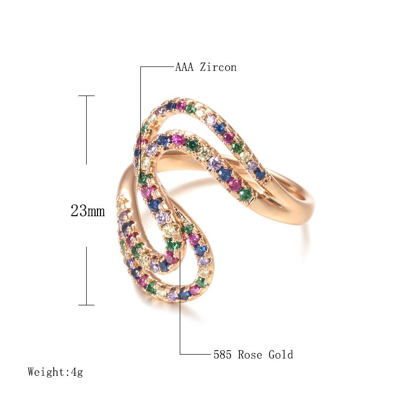 Wbmqda Unique Colorful Zircon S Shape Geometric Ring For Women 585 Rose Gold Color  Personalized Jewelry Accessories
