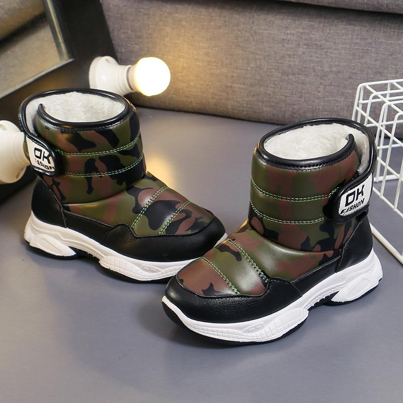 Chlapecké a dívčí zimní plus sametové tlusté teplé sněhové bavlněné boty střední a velké dětské sněhule