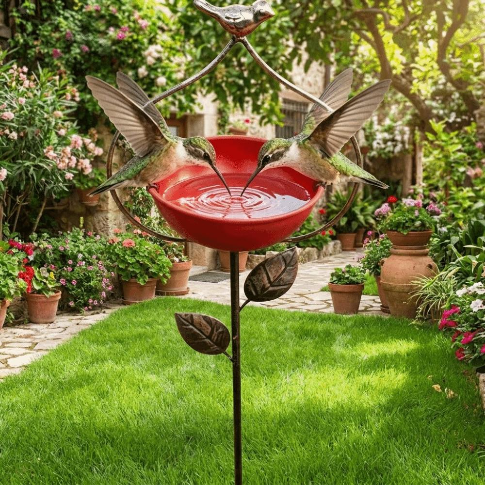 Cast Iron Garden Stake Bird Feeder Large Capacity Bowl Feeder Bird Feeding Station  Outdoor Yard