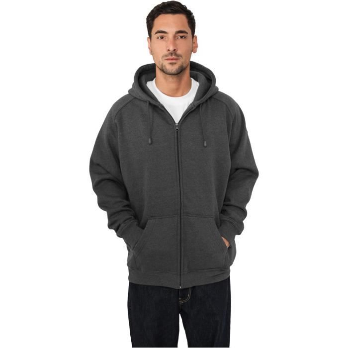 Urban Classics - Zip Sweat à capuche charcoal - 3X