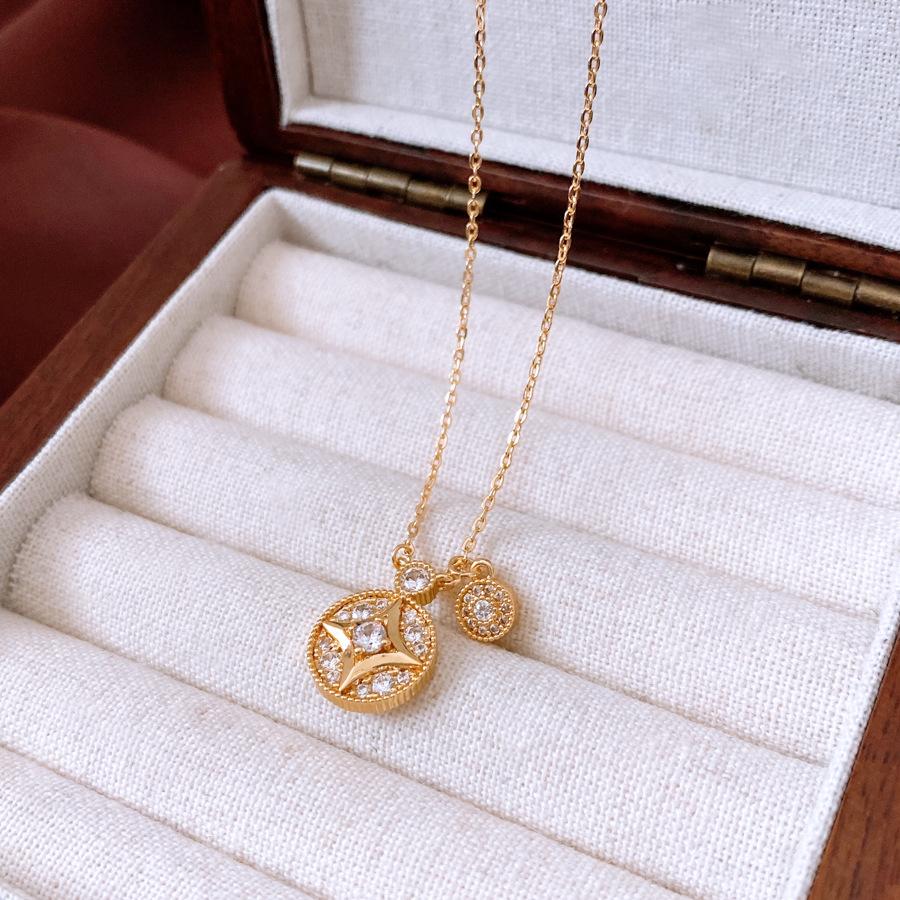 24K Bright Gold Full Diamond Copper Coin Bracelet Necklace Earrings Attract Wealth Old Money Wind Coin Jewelry Women