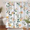 1 Delicate Orange And Peach Floral Shower Curtain, Soft Watercolor Design, With Hooks, Polyester Fabric, Machine Washable