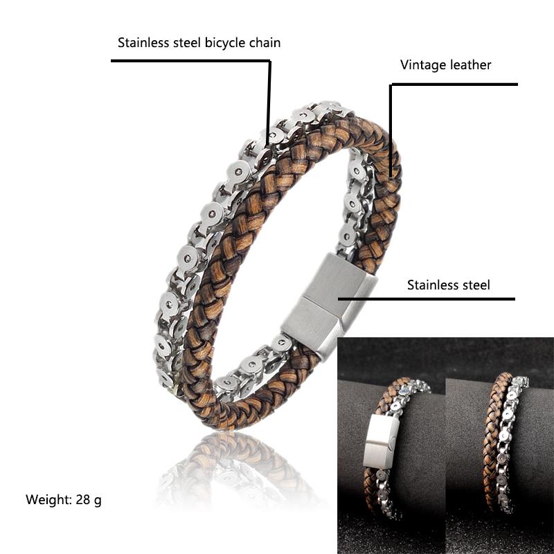 4Pcs/ Set Braided Wrap Leather Bracelets for Men VintageTiger eyes stone Charm stainless steel men Beads Ethnic Tribal Wristband