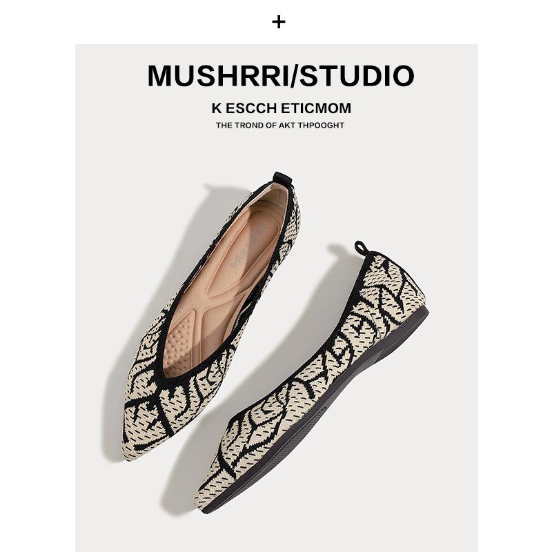 

Внутренняя высота увеличивается пружина остроносый носок неглубокий носок вязаные туфли большой размер плоская подошва обувь для женщин 43 чёрный