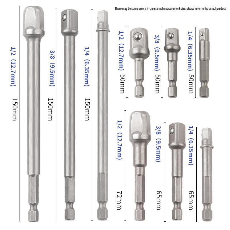 Hexagonal To Square Head Drill Adapter Rod Set - Large, Medium, Small Fly Conversion