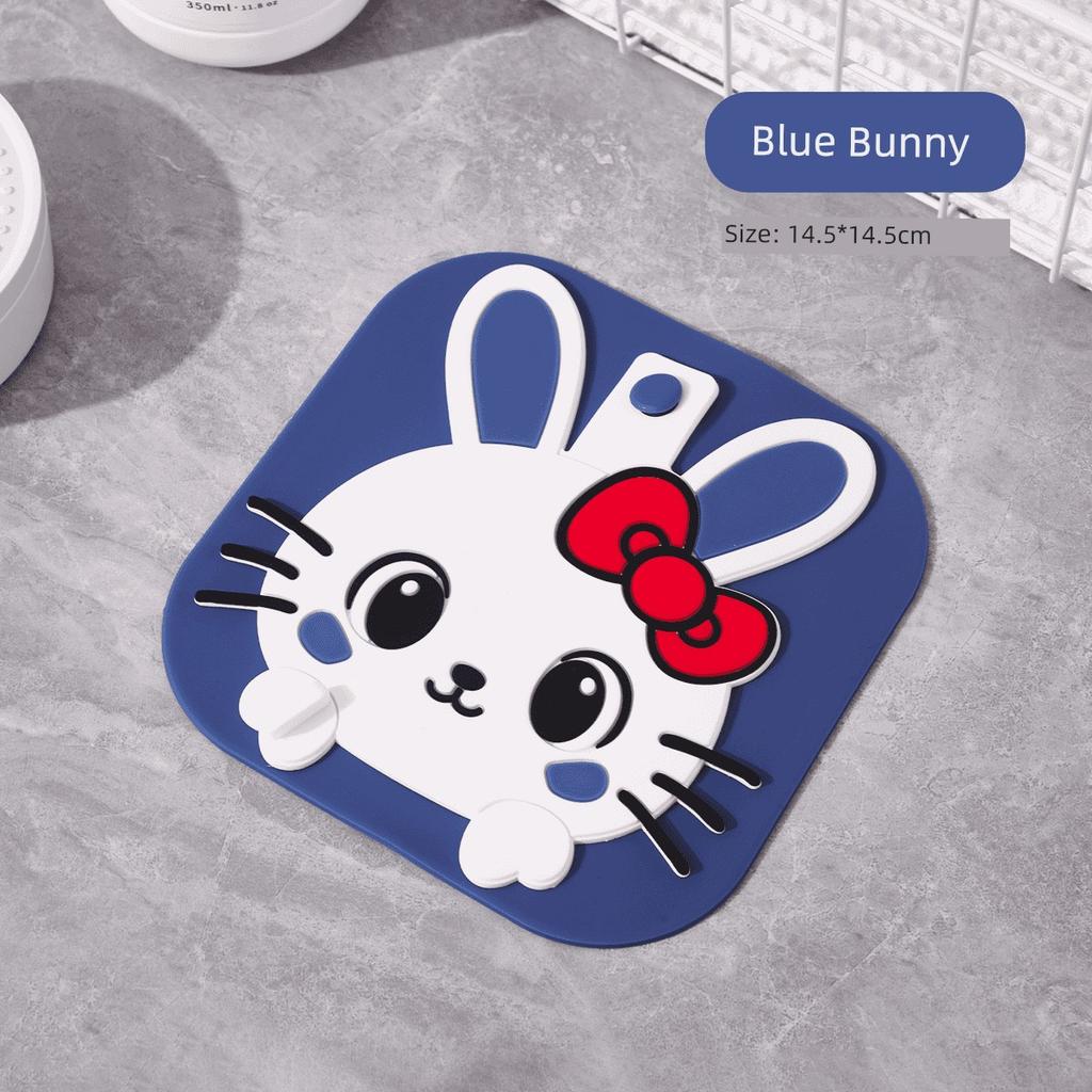 Cartoon Drain Cover Anti-Odor Device Silicone Pad for Bathroom Sewer Sealing, Insect-Proof, Anti-Backflow Drain Cover