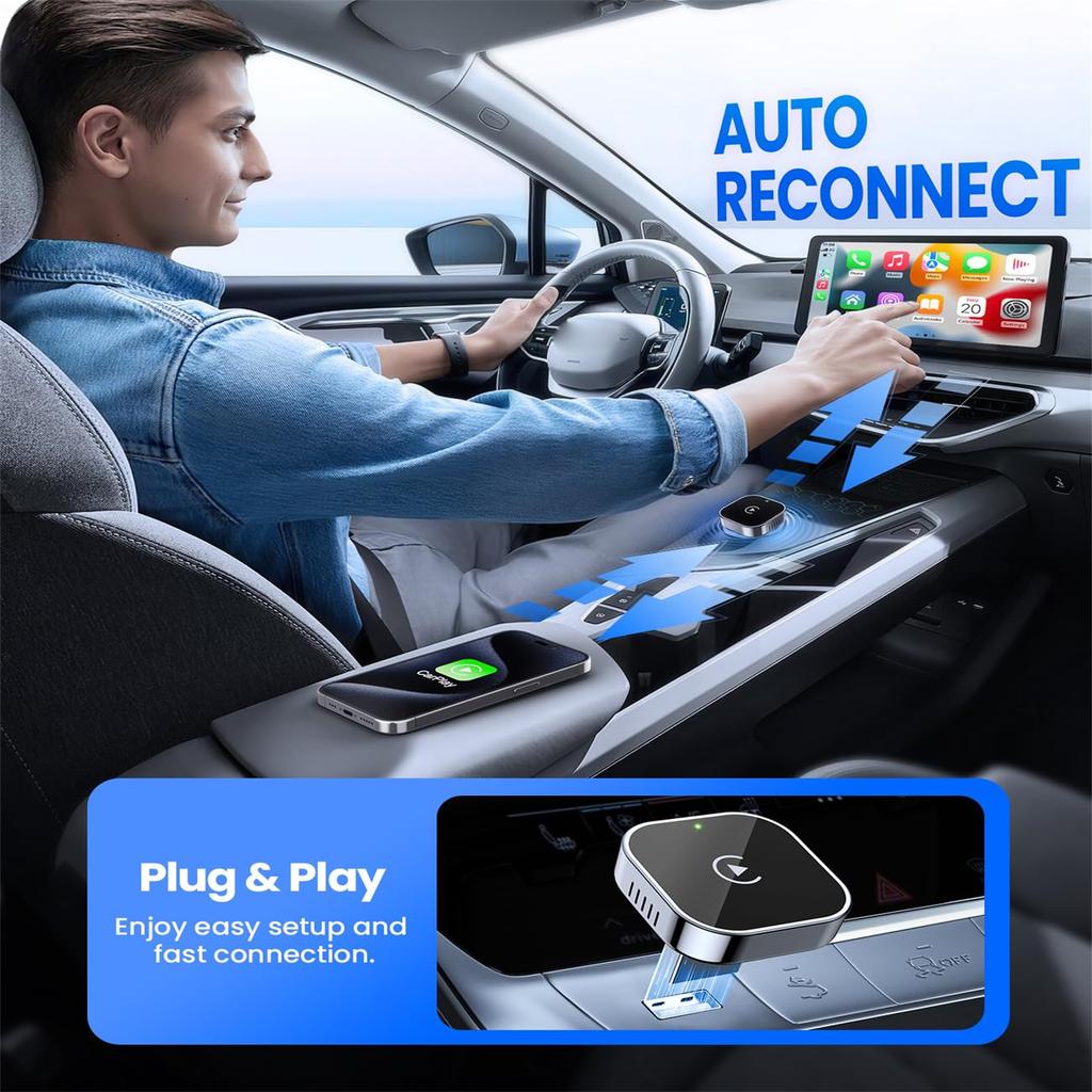 Wireless  Adapter Upgrade Wired To Wireless USB Design For Cars With Built-in Wired Plug And Play Easy Use Fast Stable