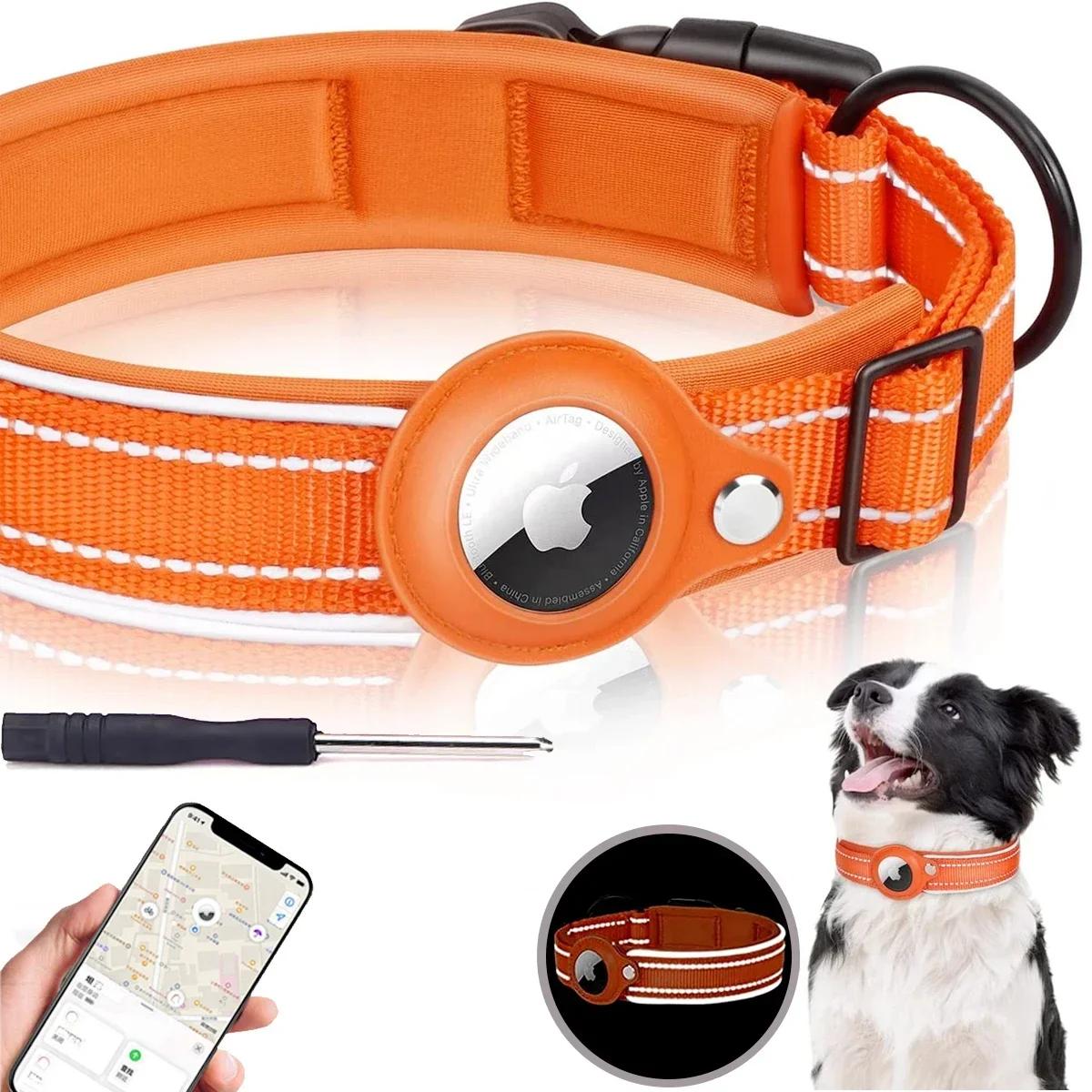 New For Apple Airtag Pet Dog Collar Anti-Lost Reflective Protective Tracker WaterProof For Pet Dog Cat Dog Positioning Collar S 30-37CM