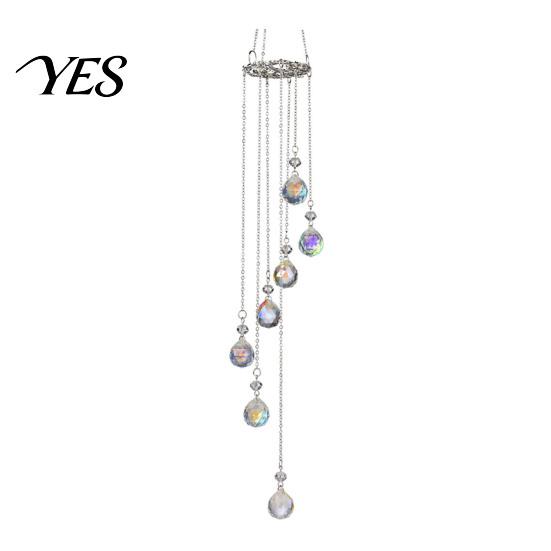 Colorful Light Projector Wind Chime Sun Catcher, 7-Color AB Crystal Balls & Beads, Crystals Ball Prisms Suncatcher, Garden Hanging Ornament