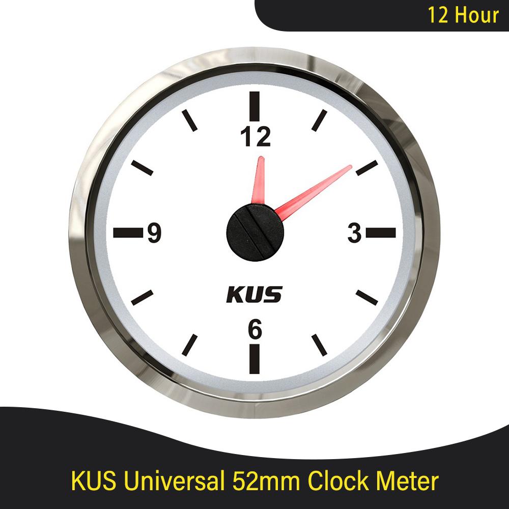 KUS 52mm 2Inch Car Boat Motorcycle Universal Clock Meter Clock Gauge 12-Hour with Red Backlight белый