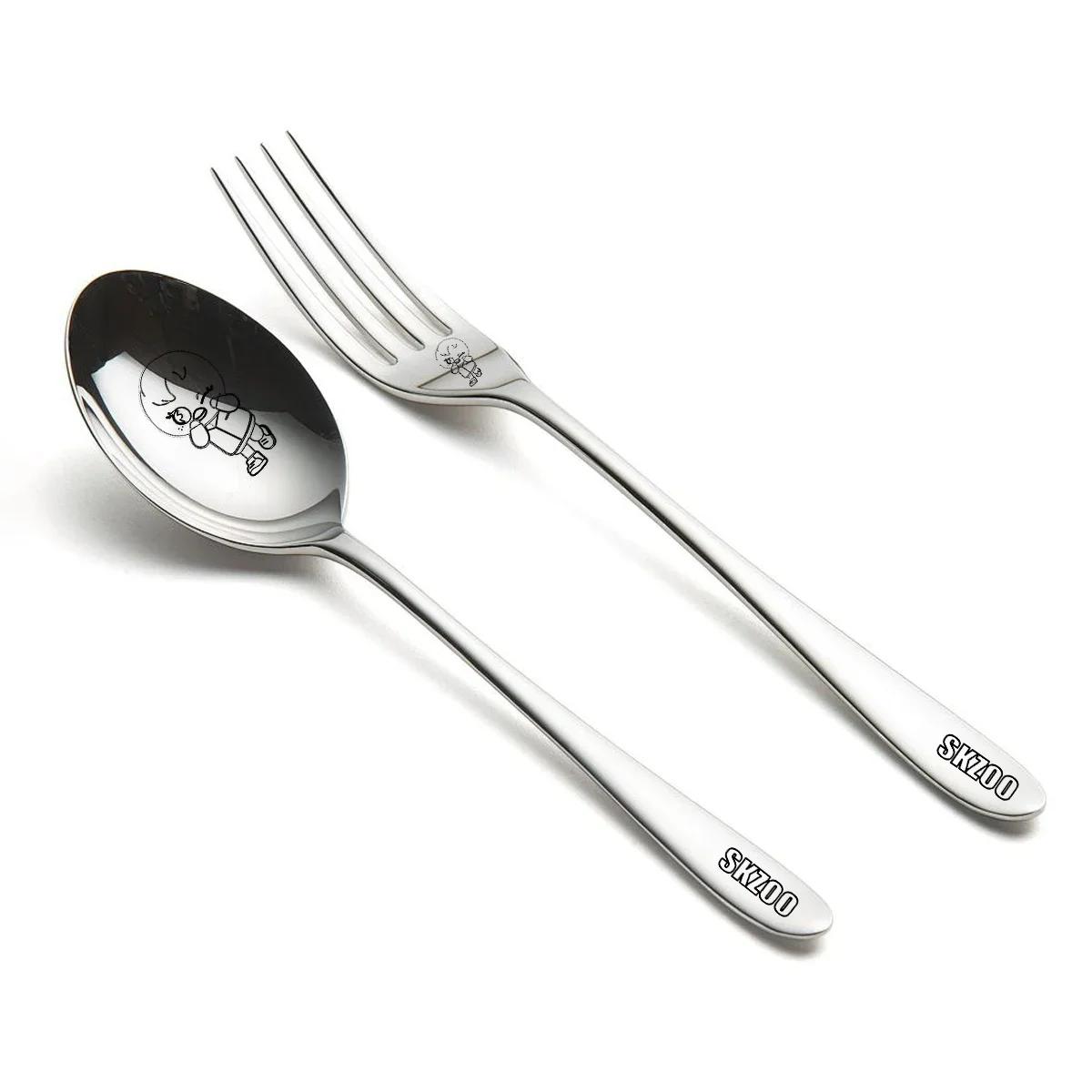 Skzoo Tableware Stainless Steel Spoon Fork Household Dining Round Spoon Dessert Spoon Mirror Gloss 304 Stainless Steel Tableware (As shown-12340)-spoon 1pc