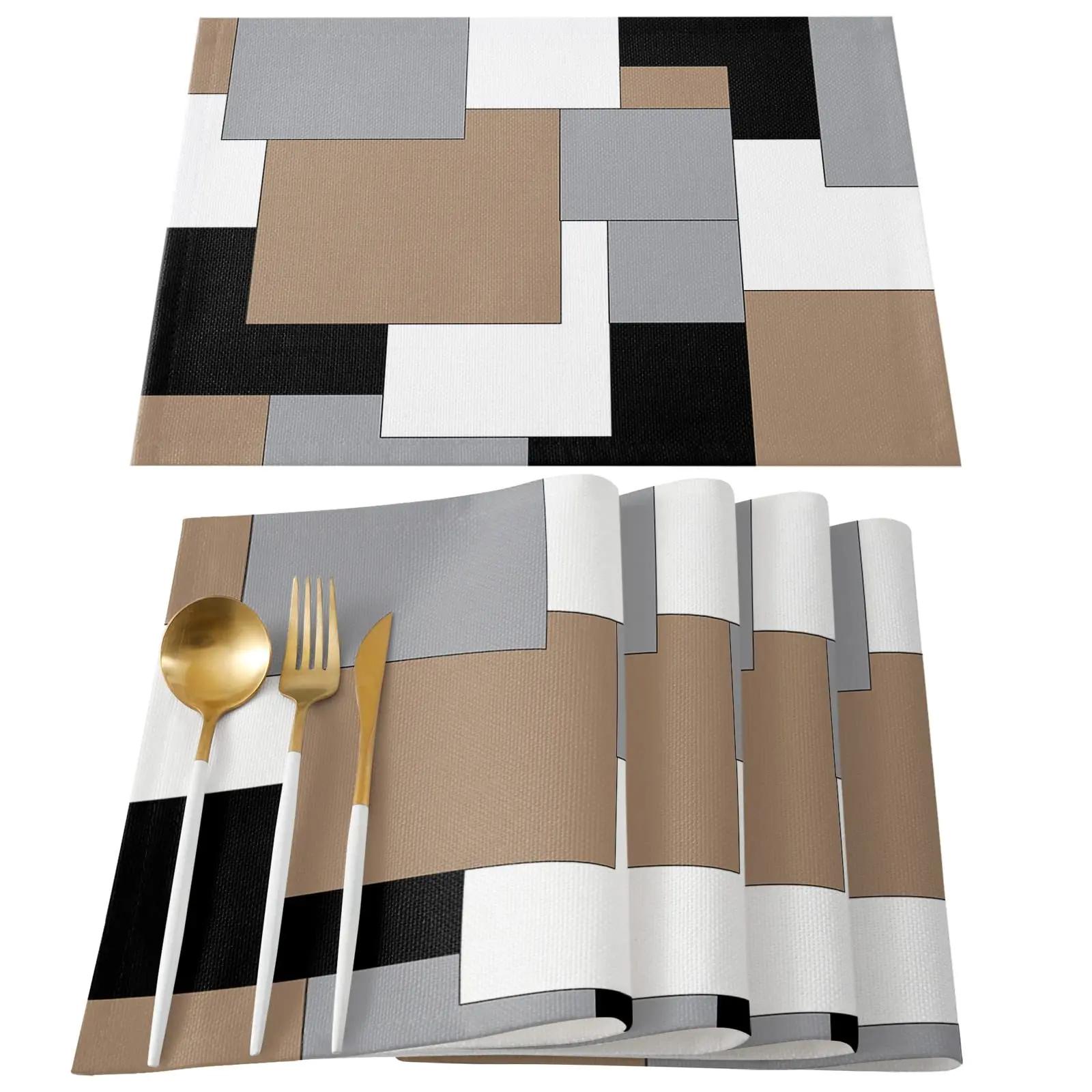 

Bohemia Geometric Placemat Kitchen Dining Table Decor Accessories 2/4/6pcs Placemats Heat Resistant Linen Tableware Pads Mats 2pcs 30x45cm