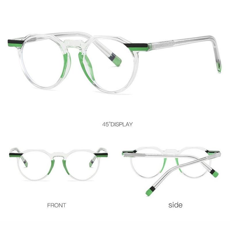 TR90 Frame Plug-in Anti Blue Light Glasses European and American Minimalist and High-end Round Frame Color Blocked Flat Lens