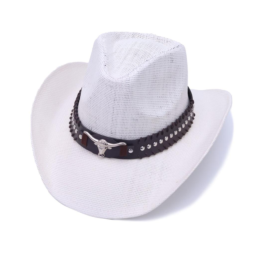 Spring and summer new hollow cowboy hat woven breathable and cool American top hat western cowboy hat men's and women's straw hat