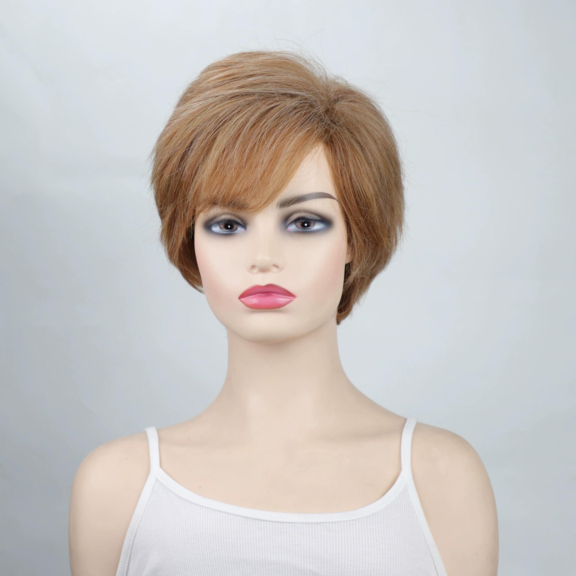 

Короткий синтетический парик с челкой, женский смешанный золотисто-коричневый парик с мягкими волнами, парики для ежедневного косплея, термостойкое волокно золотисто-коричневый