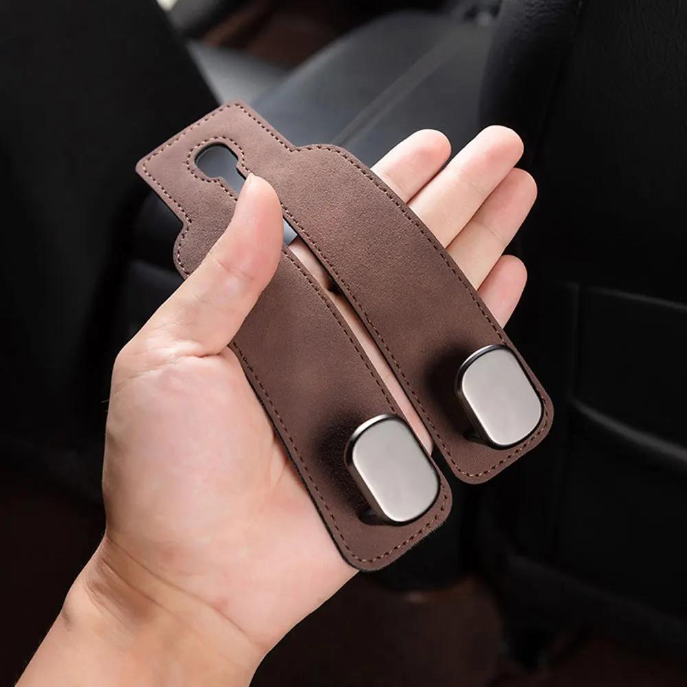 1 buc cârlig pentru tetiera auto, premium în piele de căprioară, scaunul din spate, agățat, cârlig dublu, 20 kg, cârlig mare din aliaj portant, accesorii universale auto