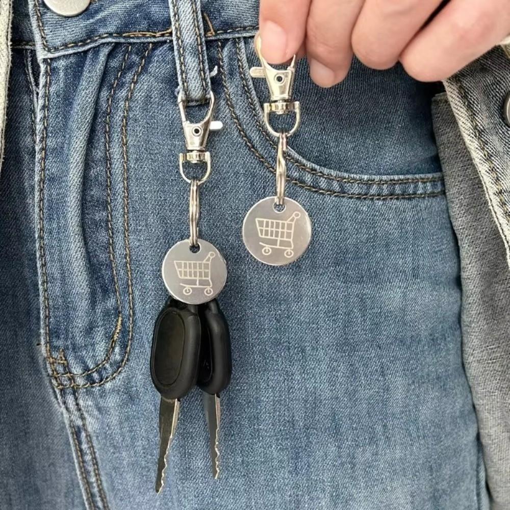 Removable Cart Key Key Chain Metal Trolley Keychain Multi-Purpose Key Ring  Cart Accessory