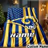 Custom Name Rams Flag Throws Blanket Flannel Blankets for Couch Bed Gifts for Men Women Picnic Blanket Christmas Fan Gifts