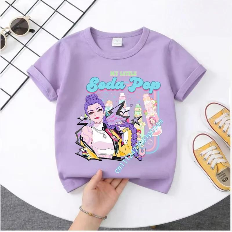 2026 Summer Kpop Demon Hunters T Shirt Kids Cartoon Anime Meme 2026 Print Clothes Round Neck Basic Boys Tops Casual Shirts Gift
