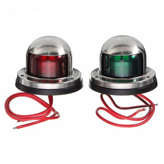 2 Pezzi Rosso + Verde Acciaio Inossidabile 12/24V Barca Yacht LED Luce di Navigazione