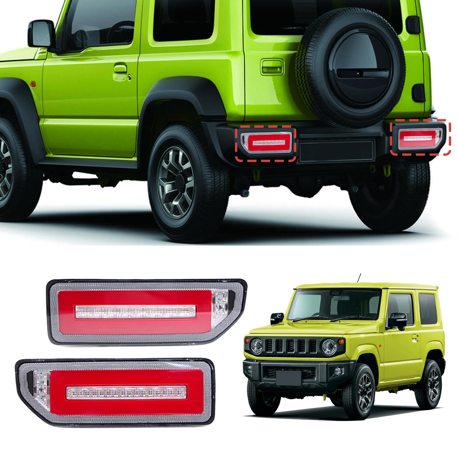 

Syncnika Комплект из 2 светодиодных задних фонарей для Jimny Sierra Custom OEM Красный JB64W/JB74W, Запчасти, Водонепроницаемый, Замена, Без мерцания,