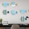 4Pcs/Set Wooden Fish Wall Decoration Farmhouse Rustic Nautical Fish Wall Art Sculpture Home Living Room Bathroom Wall Decorative Sign