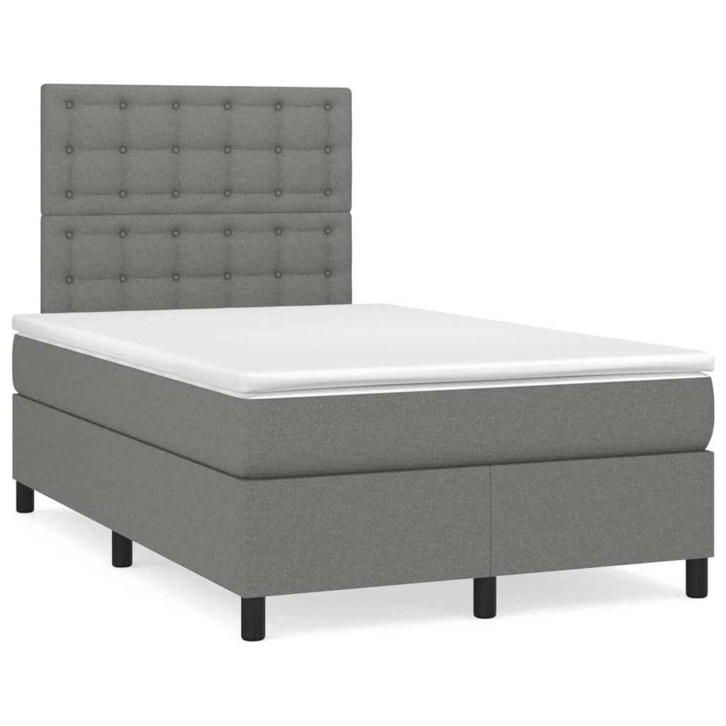Vidaxl Continental Bed With Mattress, Dark Grey Fabric 120X200 Cm