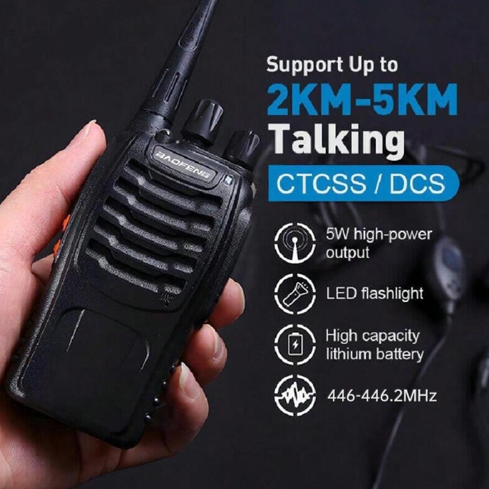 2pcs Baofeng BF-88E portable wireless Handheld walkie16CH UHF 446.00625-446.19375MHz 12.5KHz Channel Separation with USB Charger