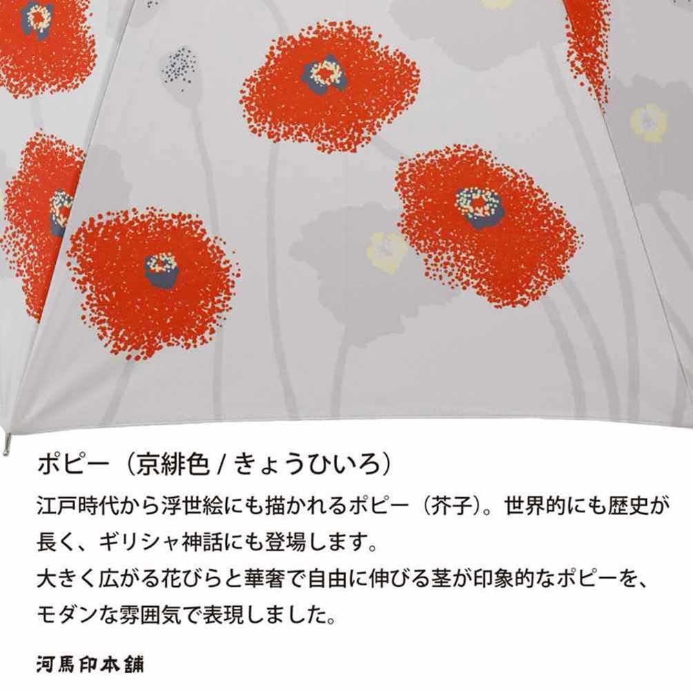 Ogawa Folding Parasol with Japanese Poppy Suitable for Sun and UV Heat Water by Kabajirushi Perfect for Kimono and Summer Festival Product 54369