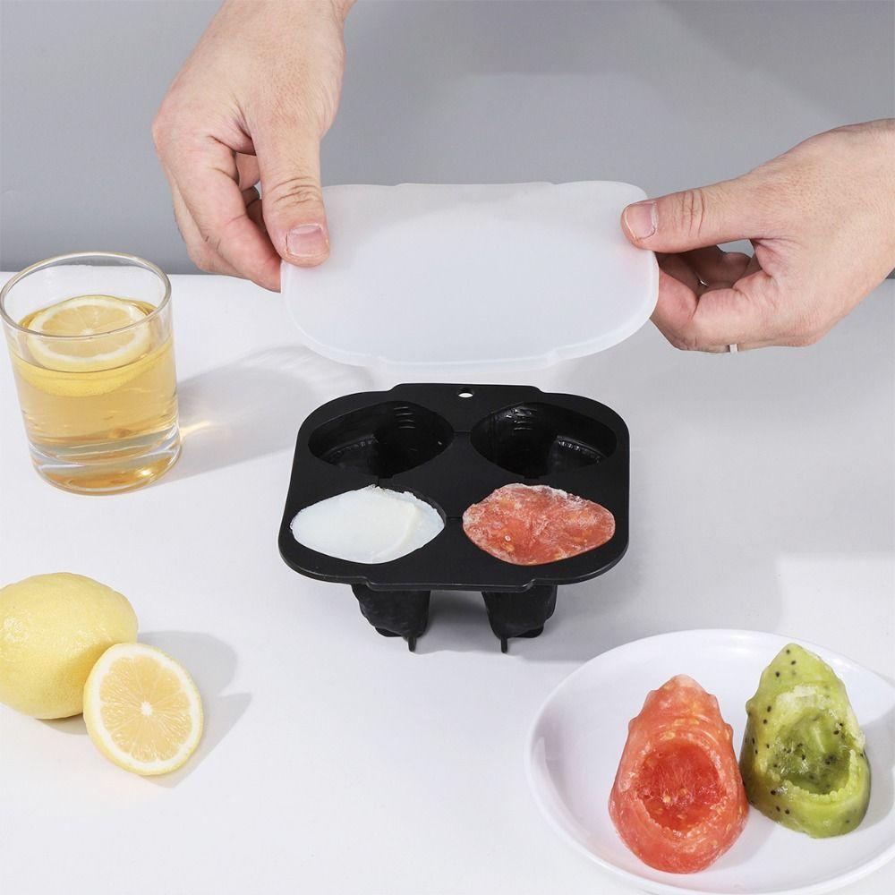 2pcs Food Grade Silicone Ice Cube Tray 3D Ice Cube Maker Durable Sharks Ice Cube Mold  Pub