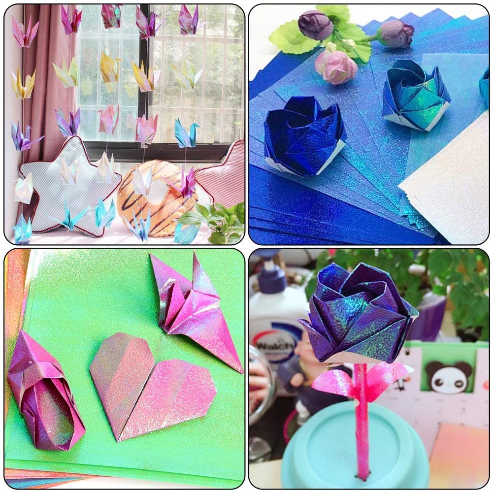 LOORIPRO Glitter Origami 25cm Large 10 50 Large Pearl Origami Aurora for Making Paper Birthday Party Craft Art Paper Paper, Square, Size, Colors,