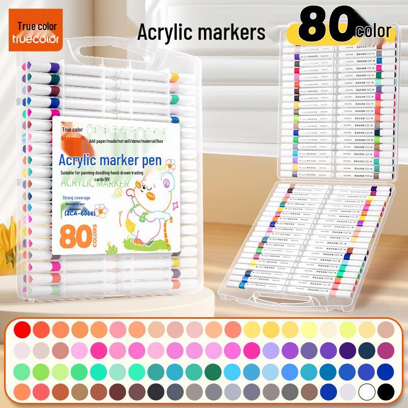 Non-Bleeding True Color Watercolor Marker Pens for Kindergarten Art - Safe & Stackable Acrylic Brushes
