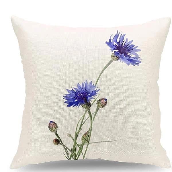

Современная льняная наволочка с синим акварельным цветком, чехол для диванной подушки, украшение для дома, может быть изготовлена по индивидуальному заказу 40x40 50x50 45x45 40x40cm16x16Inch
