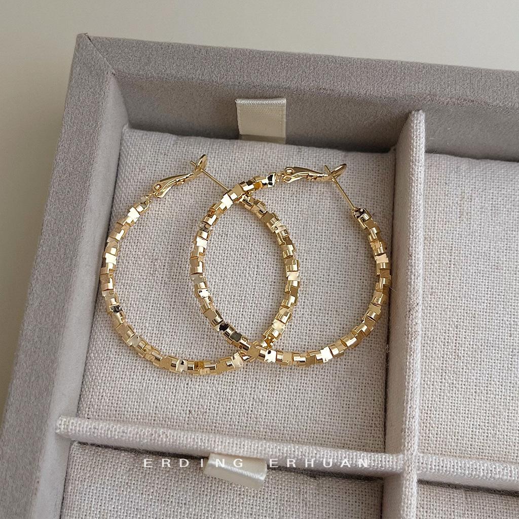 Retro Metal Circle Earrings Internet celebrity design earrings New trendy foreign style earrings