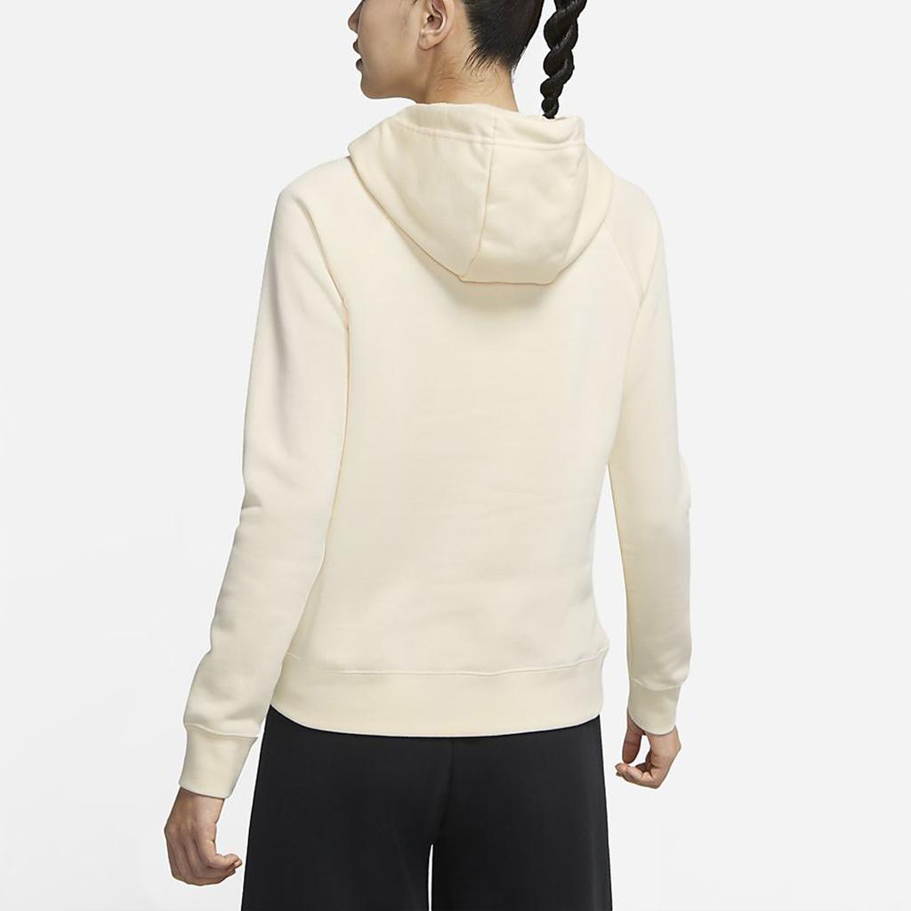 Nike Sportswear Essential Knit Logo Print Hoodie Women Tops Coconut-Milk BV4127-113