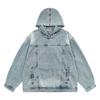 Felpa con cappuccio unisex in denim pesante lavato - Trendy, versatile e casual pullover