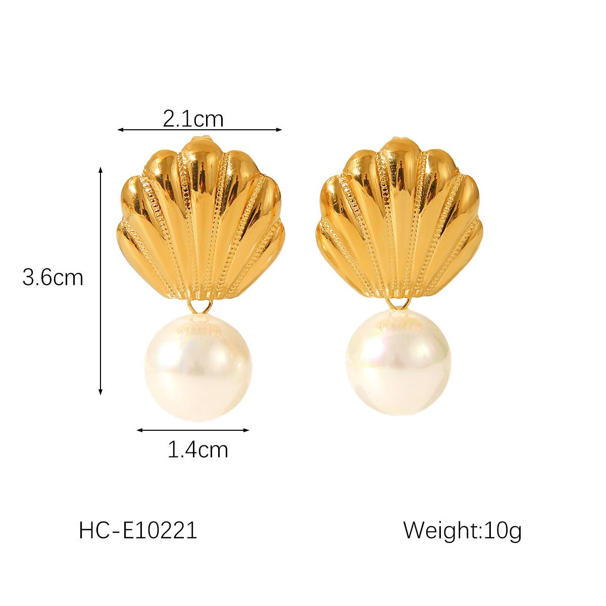 

Ocean Element Titanium Steel Earrings Scallop Conch Starfish Stud Gold Jewelry for Women