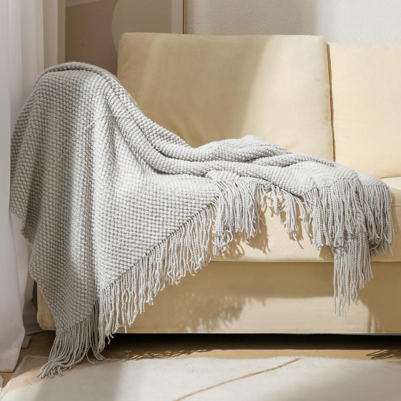 Thickened Solid Color Pineapple Plaid Tassels Blanket Sofa Cover Aircraft Blanket Air Conditioning Blanket Dustproof Cover Cloth