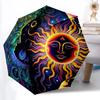 1pc Sun Moon Yin Yang Print Automatic Umbrella Portable Home Essential Umbrella, Iron Umbrella Structure Suitable for All Seasons Yy251123106