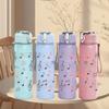 1PC Vintage Music Sheet Note Print 750ml Color Plastic Sports Water Bottle Leakproof Flip Straw Lid Suitable for Sports Office Home Use