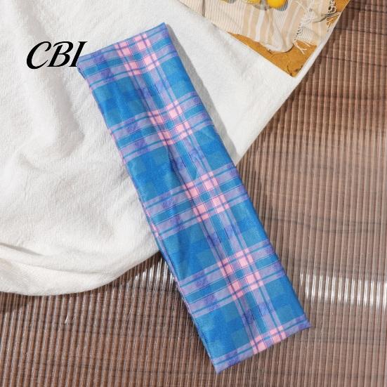 Exercise Sweat Wicking Band American Retro Style Headband, Plaid Print Stretchy Hair Band, Wide Fitness Headband Bundle Design Hot Girl Casual